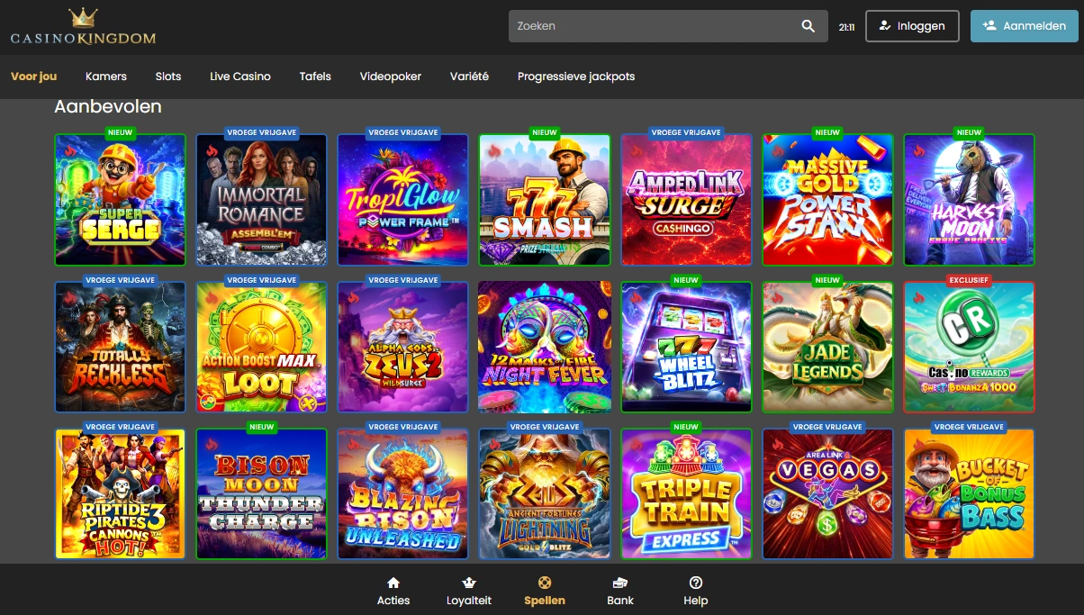 Kingdom Casino mobiel spelen zonder app